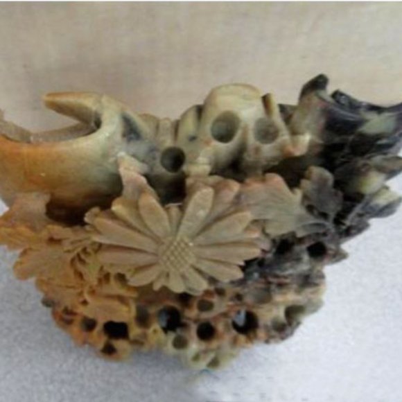 Chinese Quing Dynasty Soapstone Flower Sculpture - Picture 4 of 7